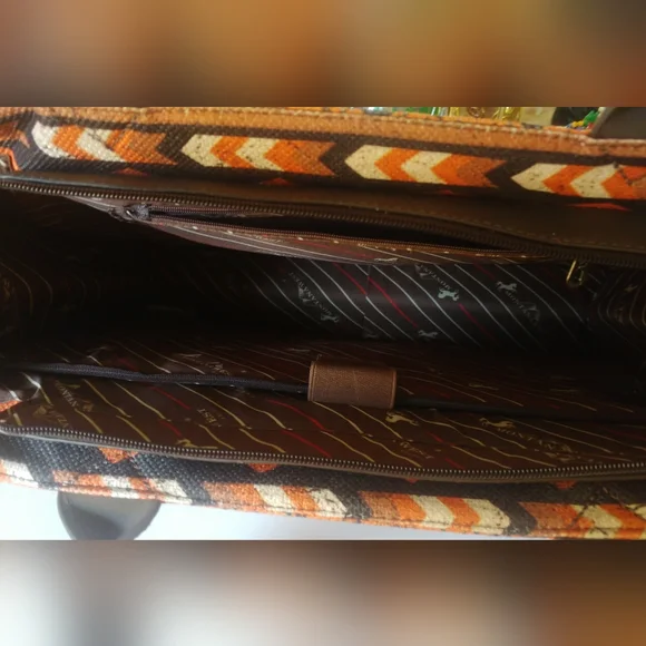 Montana West Vibrant Orange and Brown Tote - Picture 5 of 11